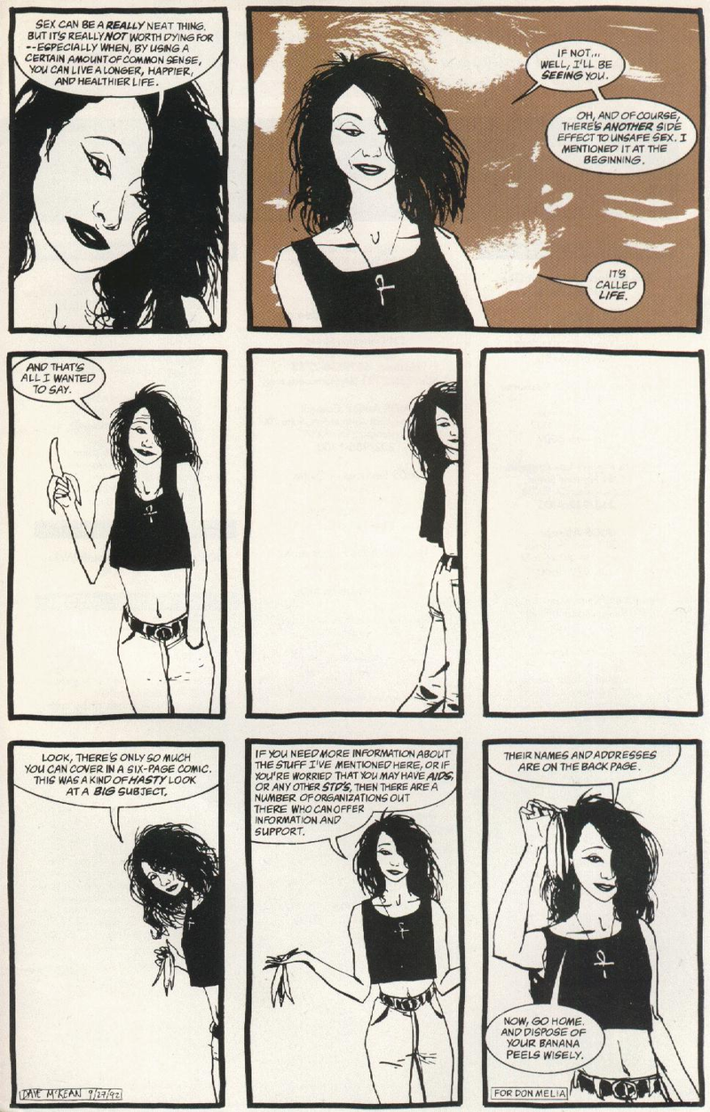 Illustration for article titled Neil Gaiman's 1994 safe sex PSA starring Death from Sandman and John Constantine